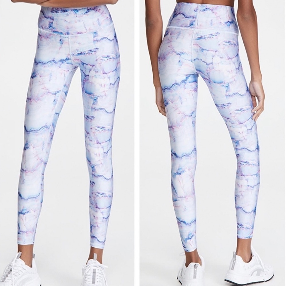 TEREZ NWT AQUAMARINE MARBLE SUPER HIGH RISE LEGGINGS TIGHT IN BLUE WHITE PINK
